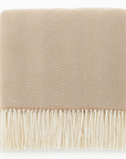 Camel Herringbone Fringed Throw Blanket
