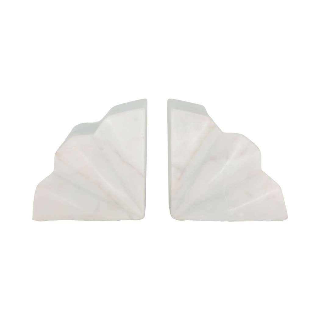 Marble Fluted Bookends / Set of 2 - Cloth + Cabin