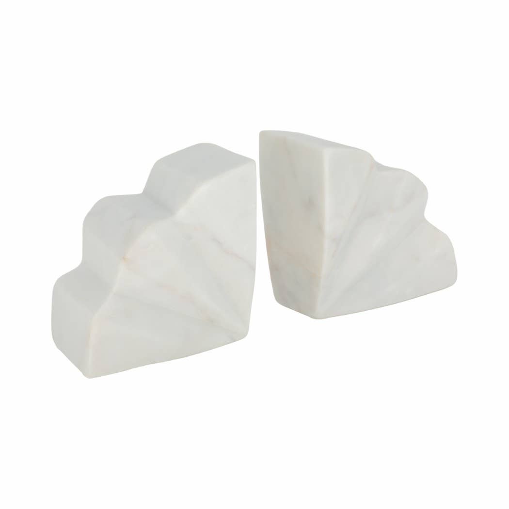 Marble Fluted Bookends / Set of 2 - Cloth + Cabin