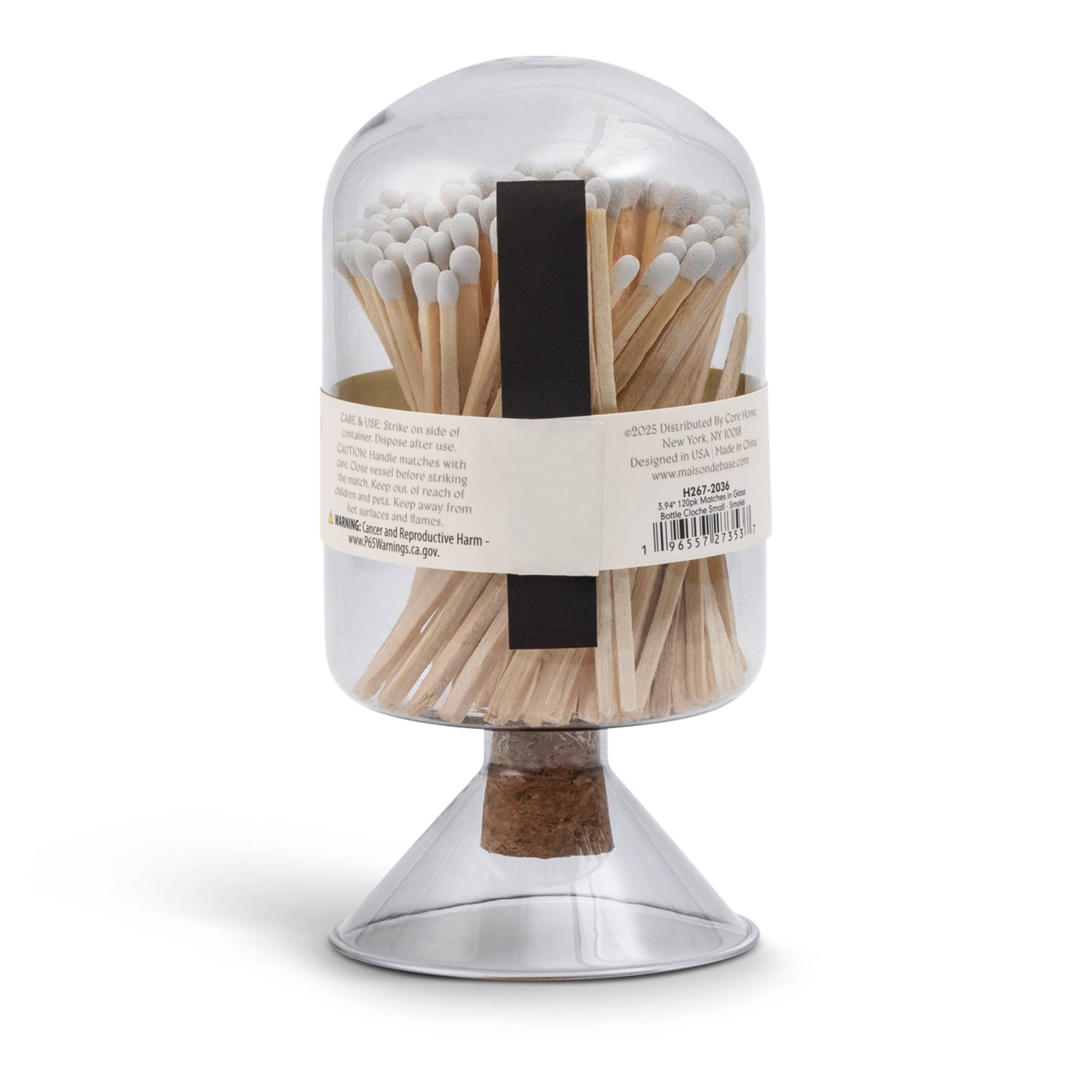 Matches in Glass Cloche Small - Smoke - Cloth + Cabin