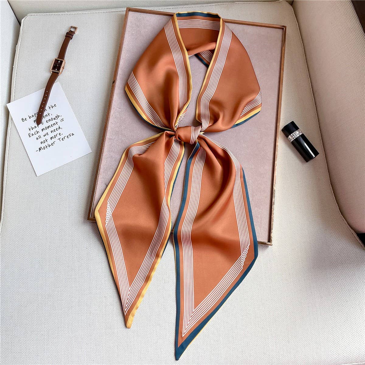Geometric Long Silk Head Scarf - Cloth + Cabin