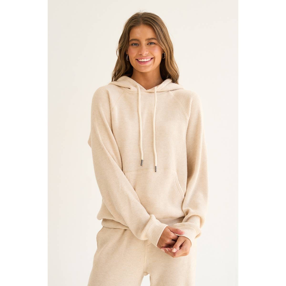 Tiara Cozy Waffle Knit Hoodie - Cloth + Cabin