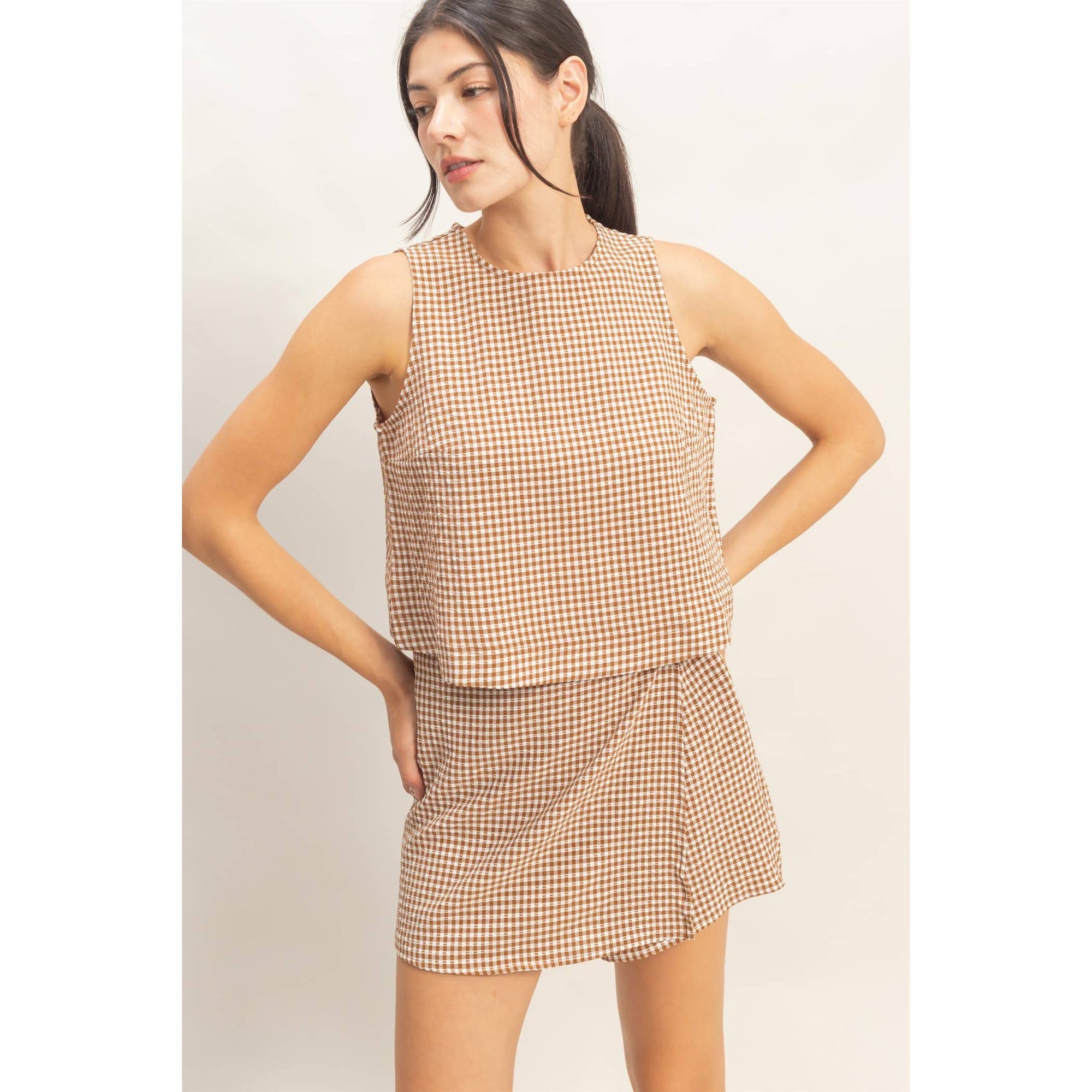 Kaley Gingham Skirt + Top Set - Cloth + Cabin