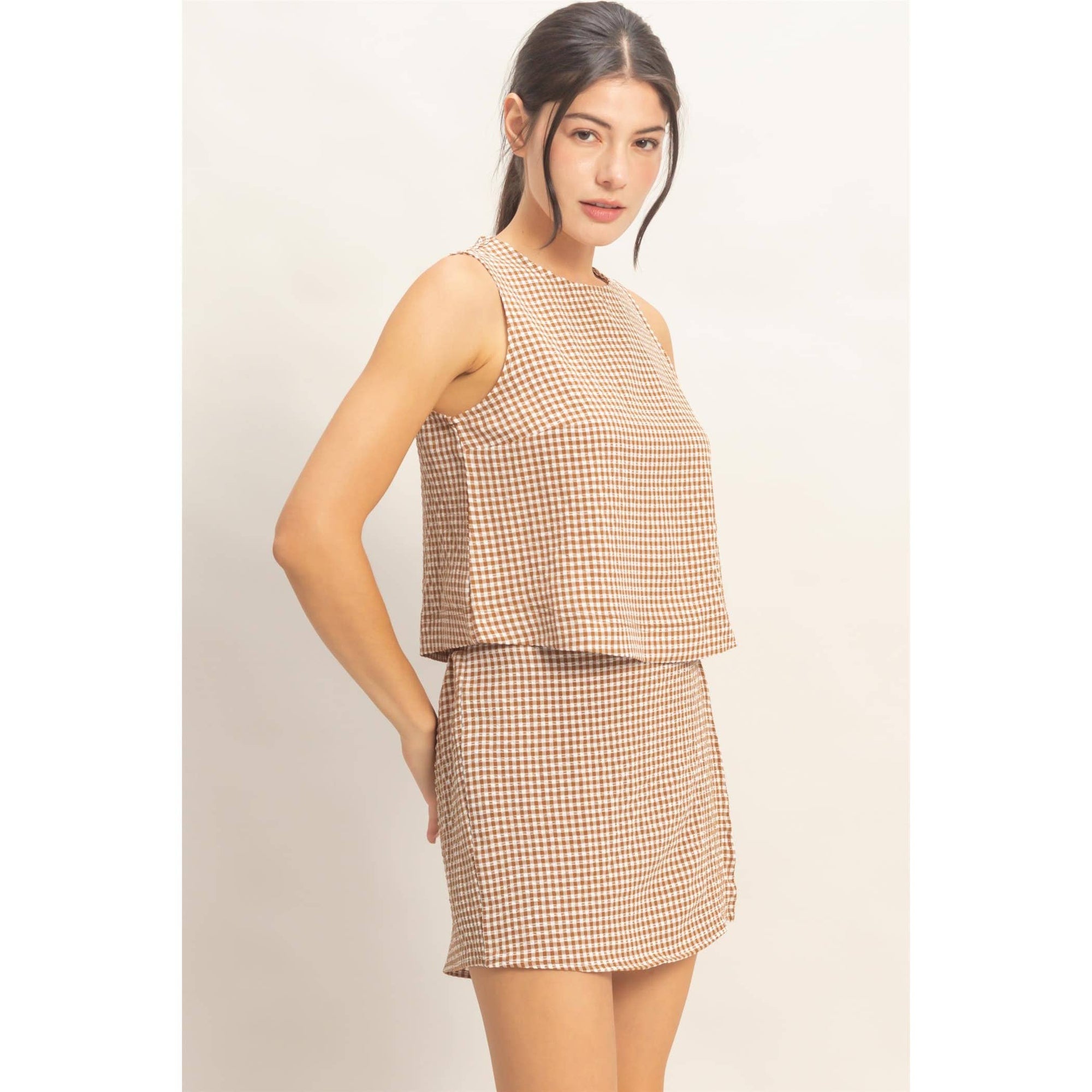 Kaley Gingham Skirt + Top Set - Cloth + Cabin