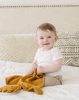 Toffee Lion Organic Cotton Muslin Lovey Blanket