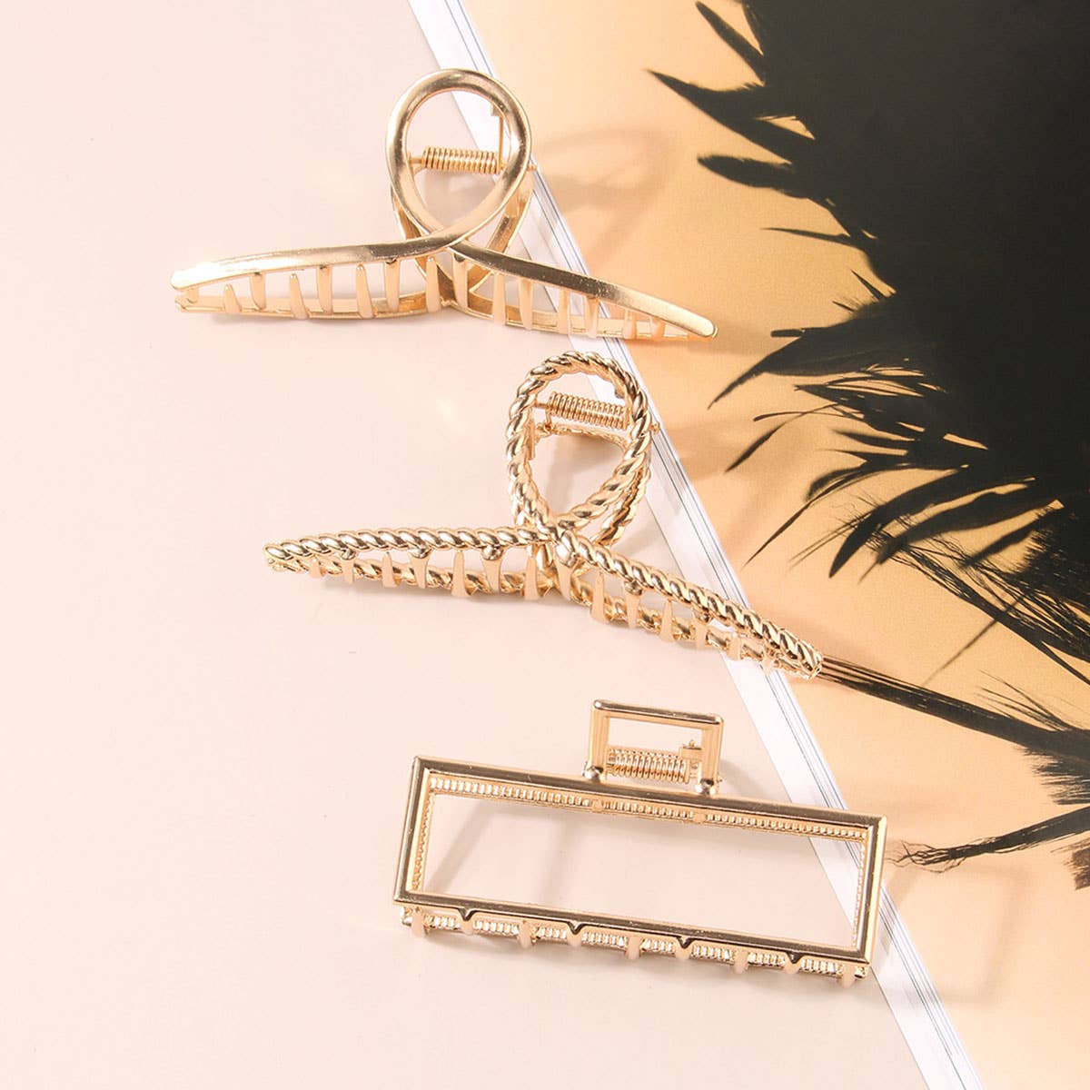 6-Pack Gold Tone Metal Hair Claws, Strong Hold_CWABE0199 - Cloth + Cabin