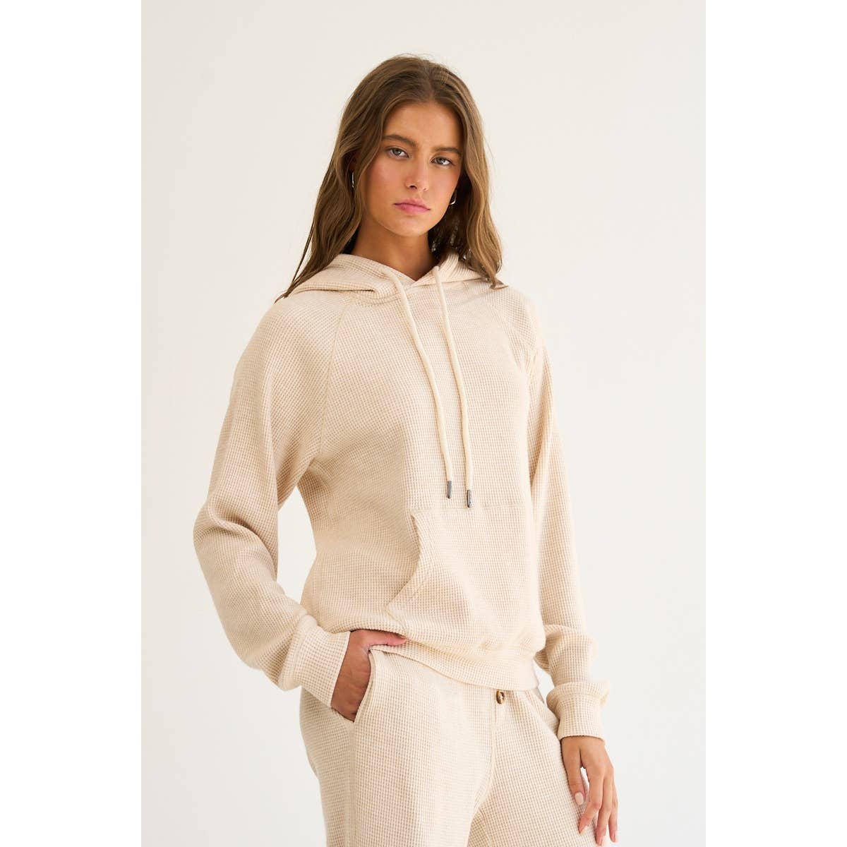 Tiara Cozy Waffle Knit Hoodie - Cloth + Cabin