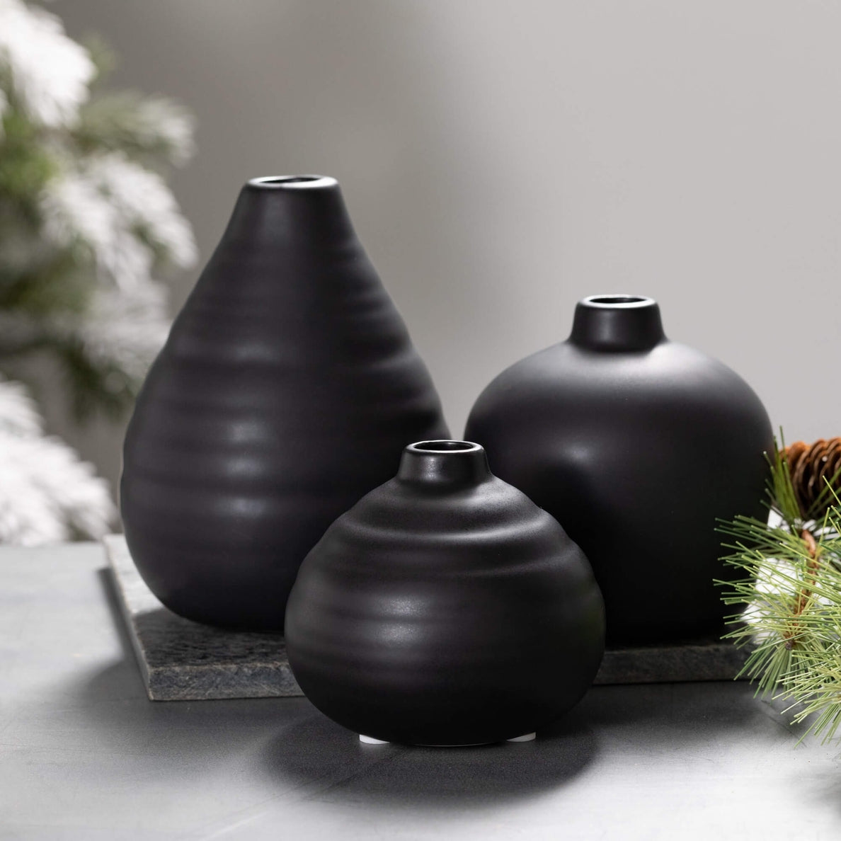 Ebony Compact Vase / Set of 3 - Cloth + Cabin