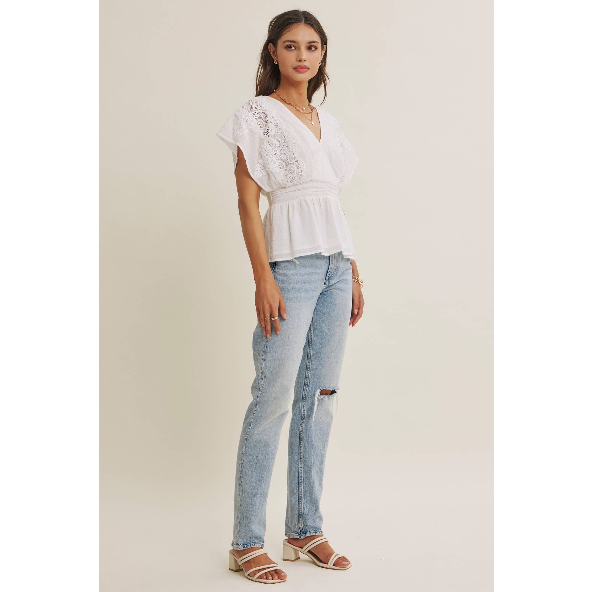 Zoie Swiss Dot Lace Peplum Blouse