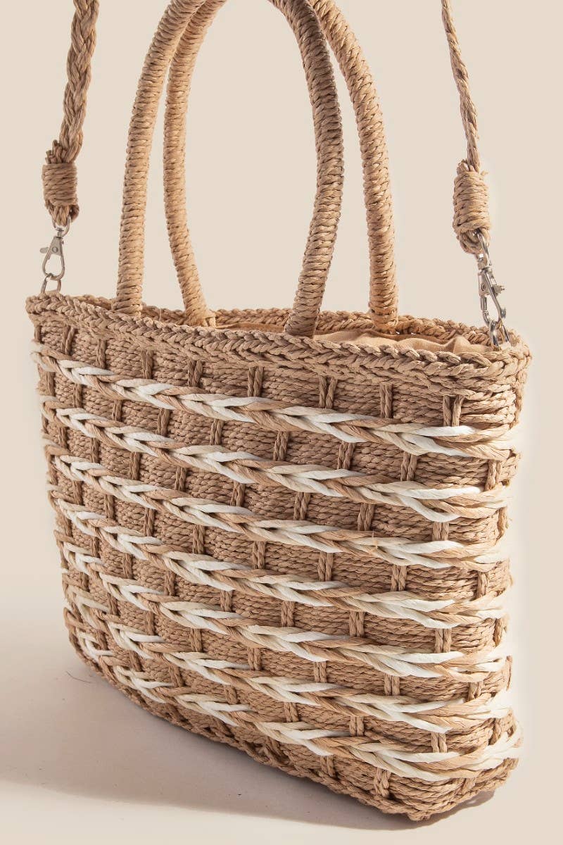 Two Tone Braided Zippered Hand Bag - Cloth + Cabin