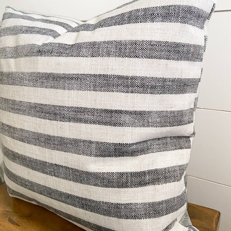 Charcoal Stripe Woven Pillow Cover 18x18 - Cloth + Cabin