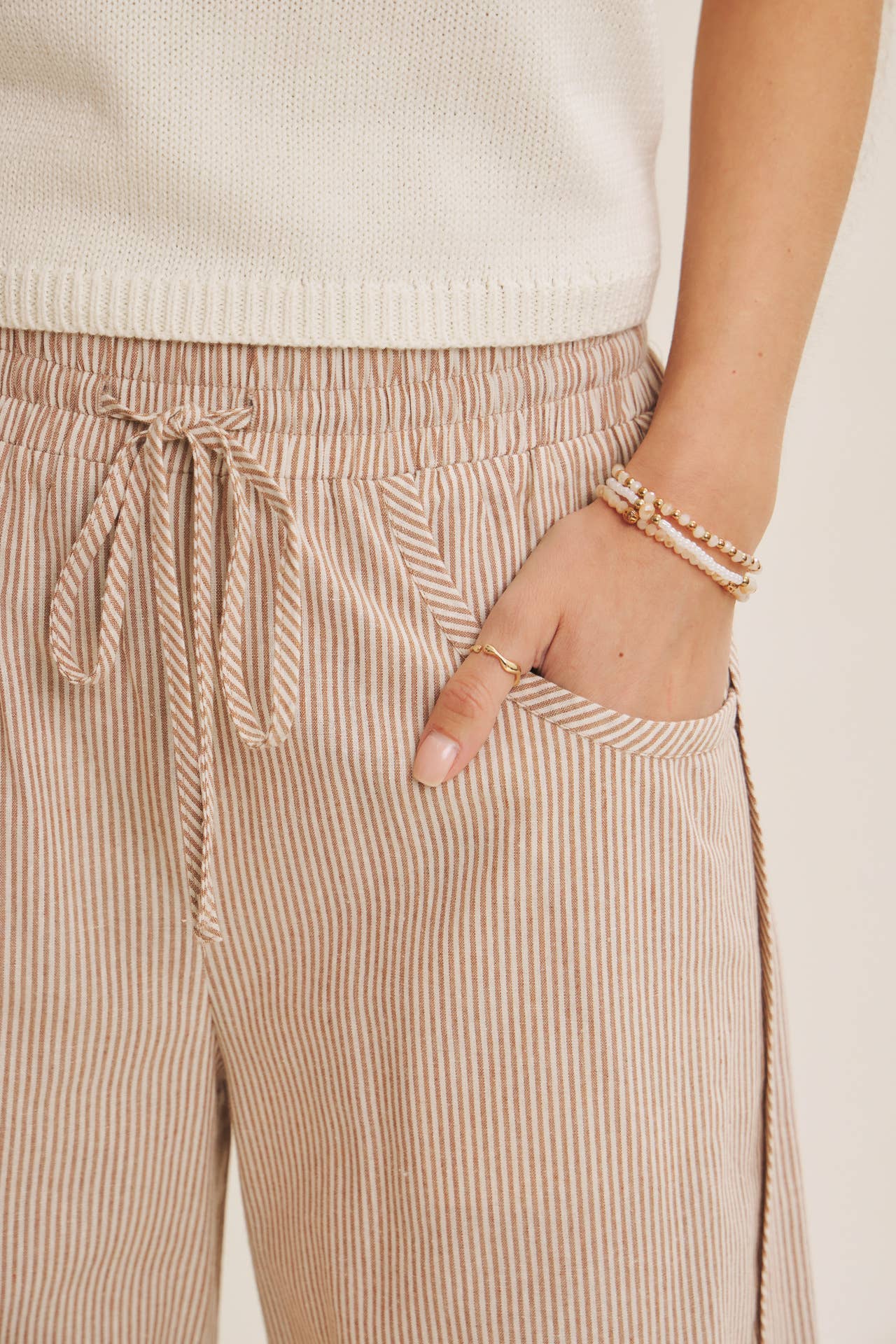 Karlie Elastic Stripe Cotton Barrel Pants - Cloth + Cabin