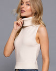 Aileen Sleeveless Turtle Neck Sweater Top