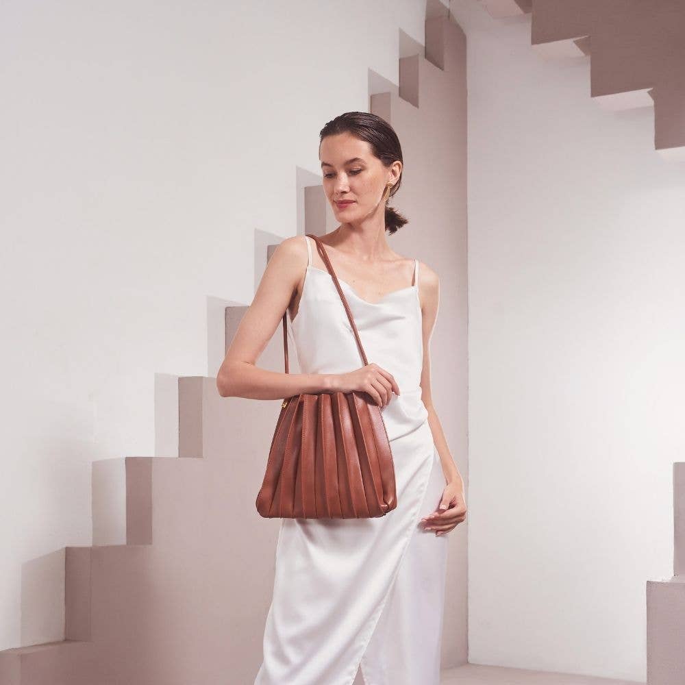 Carrie Saddle Pleated Vegan Shoulder Bag - Cloth + Cabin
