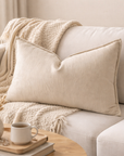 Champagne Chenille Woven 12"X20" Throw Pillow