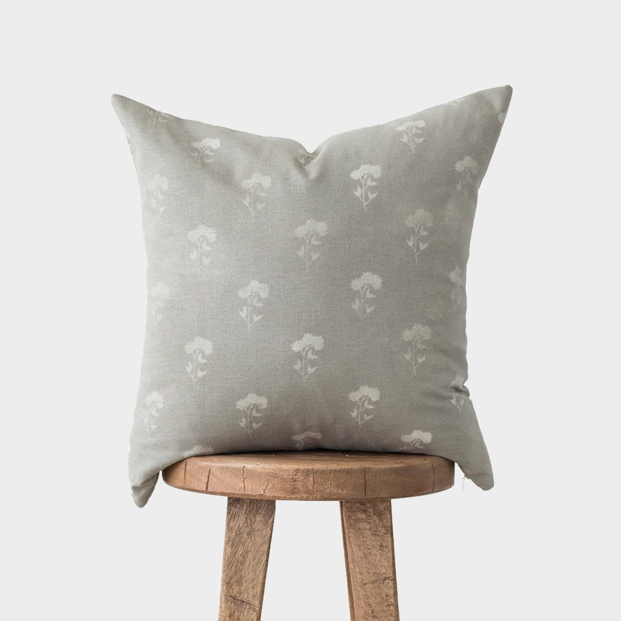 Fleur Gray Floral Pillow Cover - Cloth + Cabin