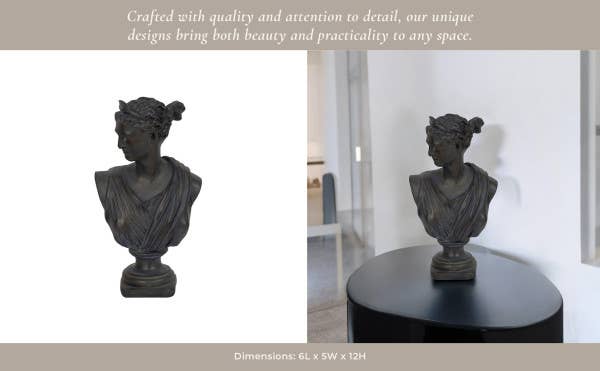 Bronze Grecian Bust Sculpture - Cloth + Cabin