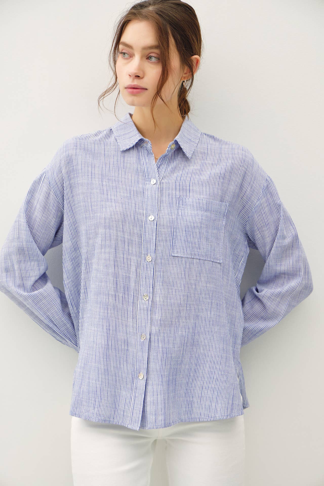 Aleah Pinstripe Button Down Shirt - Cloth + Cabin