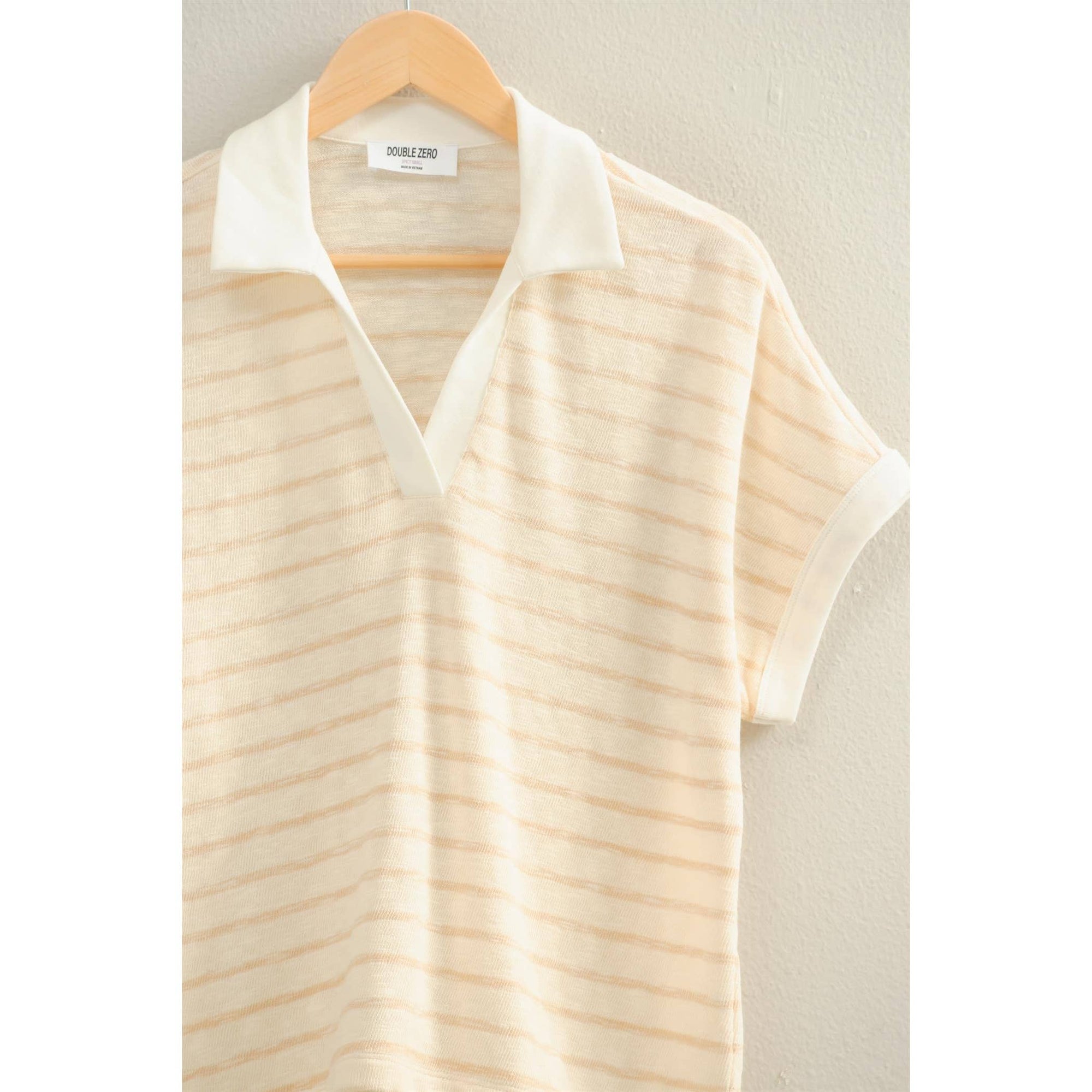 Kaylyn Striped V-Neck Collared Top - Cloth + Cabin