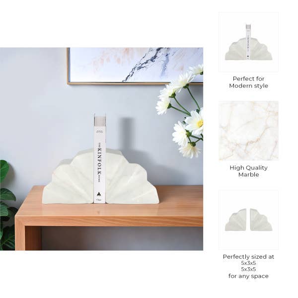 Marble Fluted Bookends / Set of 2 - Cloth + Cabin