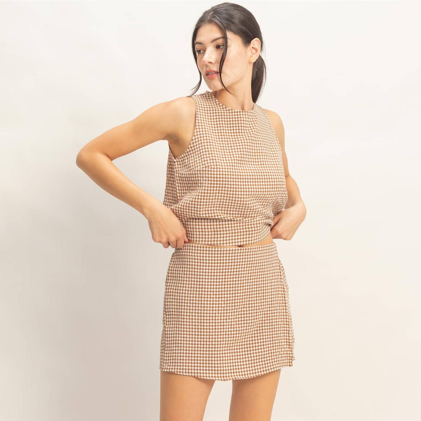 Kaley Gingham Skirt + Top Set - Cloth + Cabin