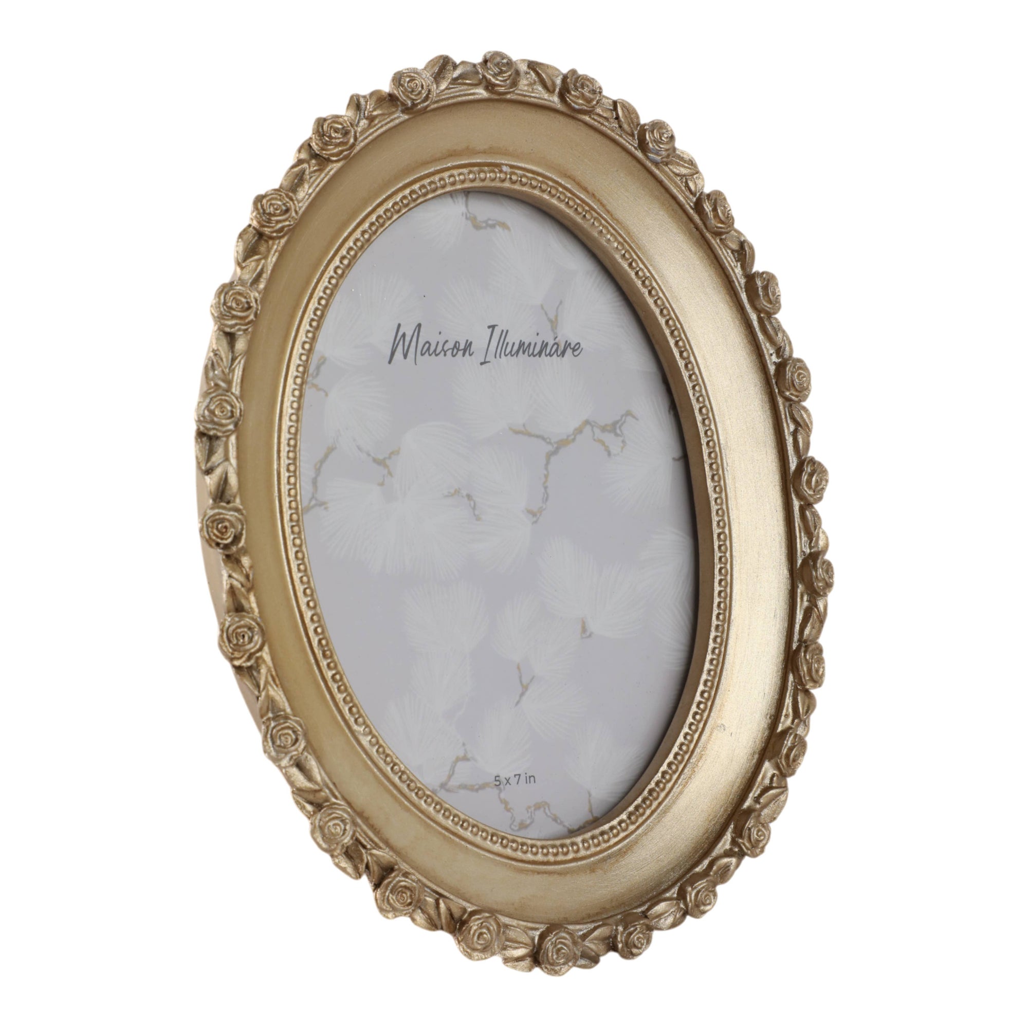 Gold Polyresin Oval Rosette Border Photo Frame - Cloth + Cabin