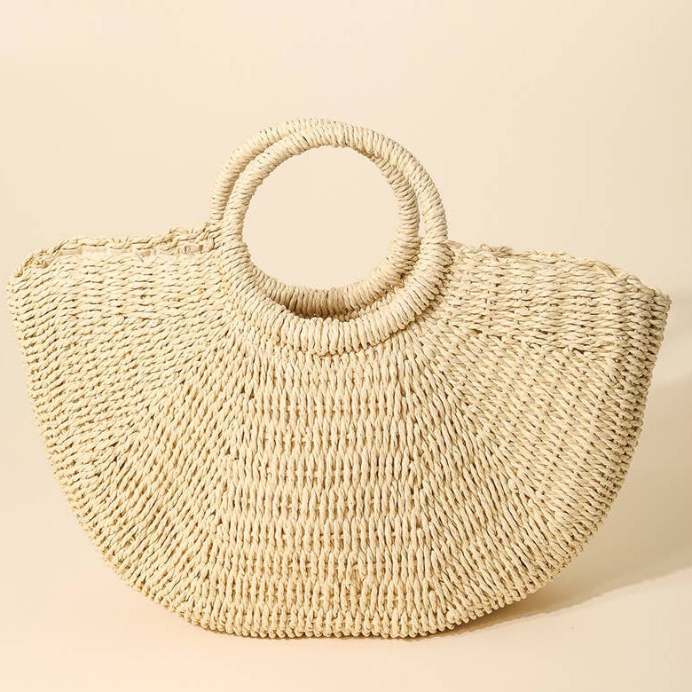 Half Moon Straw Tote Bag - Cloth + Cabin