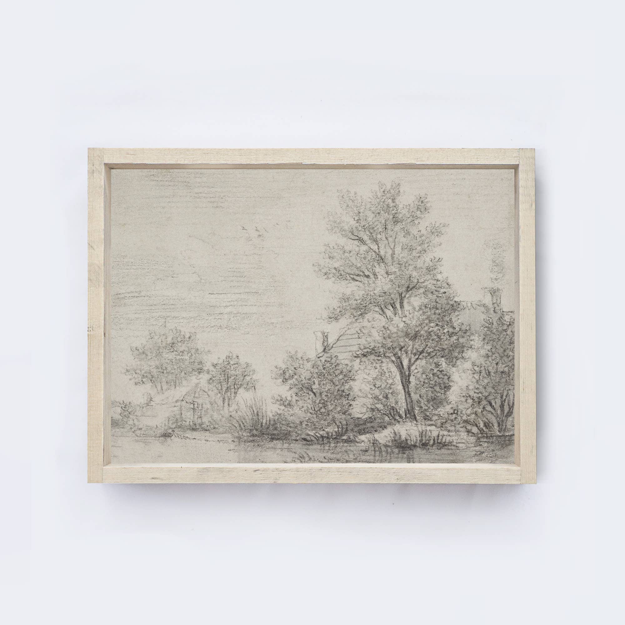 Vintage Wall Decor | Landscape Sketch Framed A340 - Cloth + Cabin