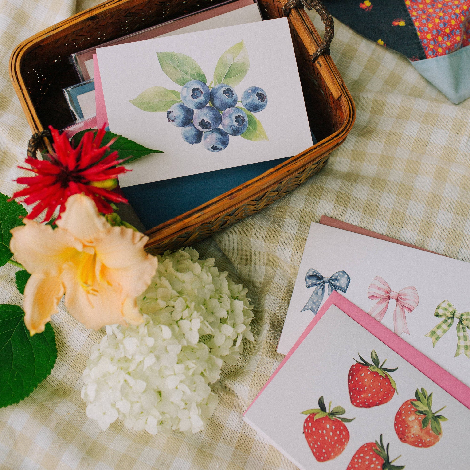 Three Bows - Box of 6 Note Cards - Cloth + Cabin