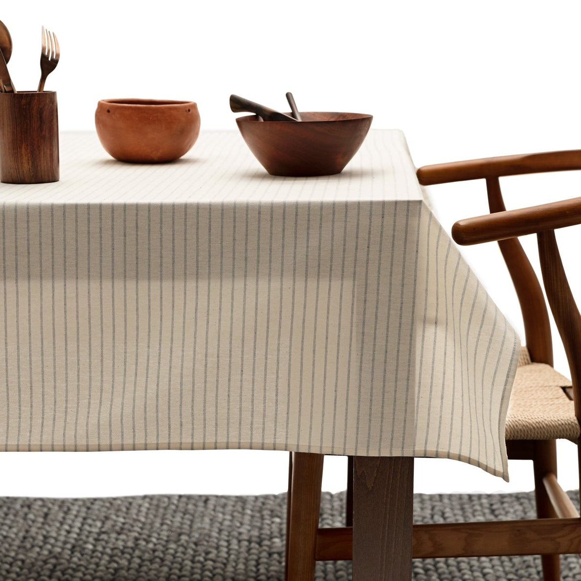 Natural Striped Tablecloth - Cloth + Cabin