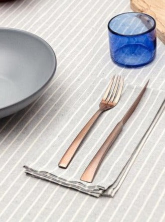 Grey Striped Tablecloth - Cloth + Cabin