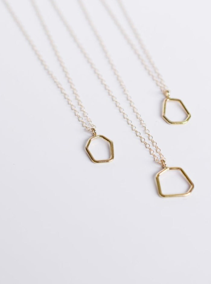 Open Hex Necklace / Gold - Cloth + Cabin