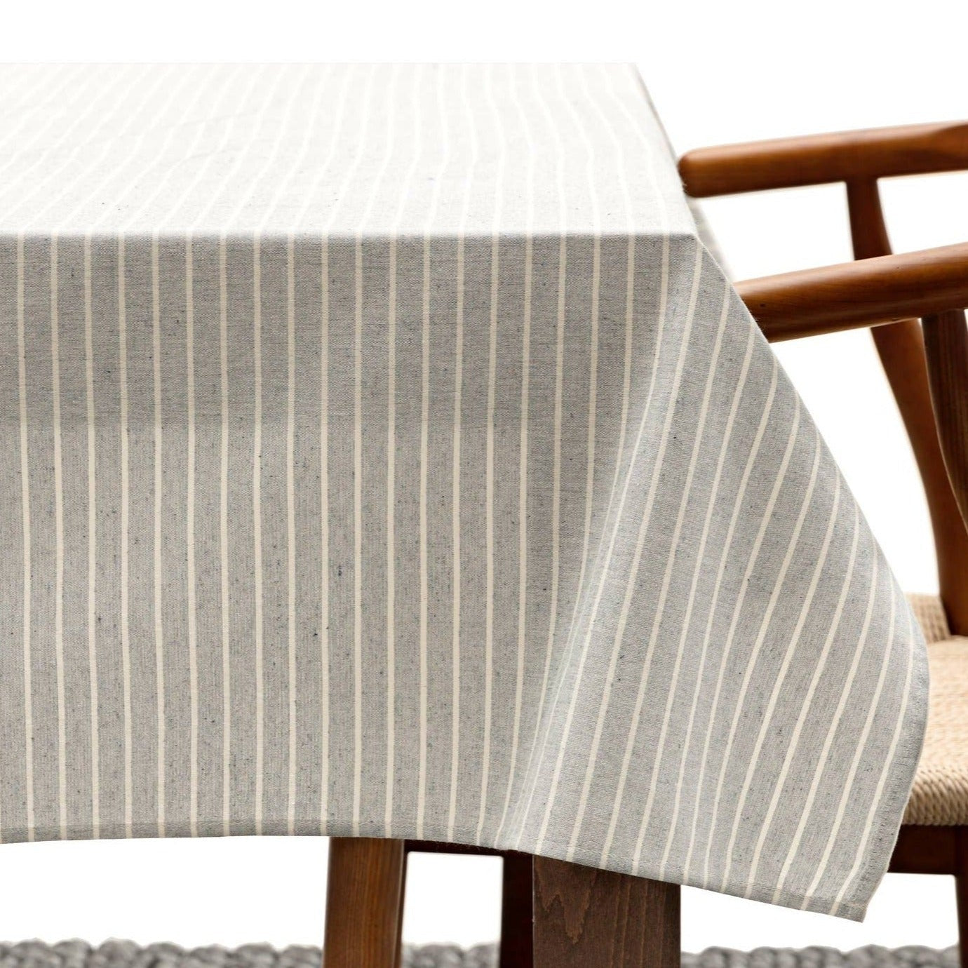 Grey Striped Tablecloth - Cloth + Cabin